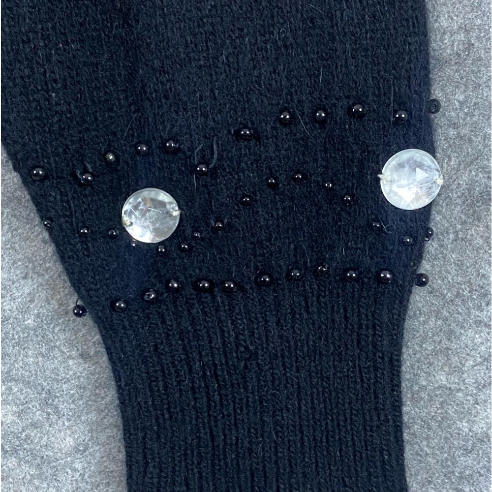 Lindsey Blake Lambswool Angora 80s Vintage Sweater L Black Beaded Rhinestones - Picture 4 of 14